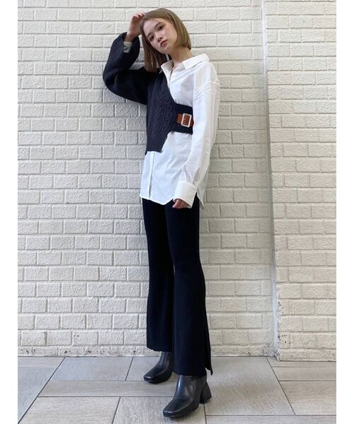 MURUA（ムルーア）の「リブフィットフレアパンツ（その他パンツ・レディース・ブラック/アイボリー/モカ・FREE）」の19枚目の写真