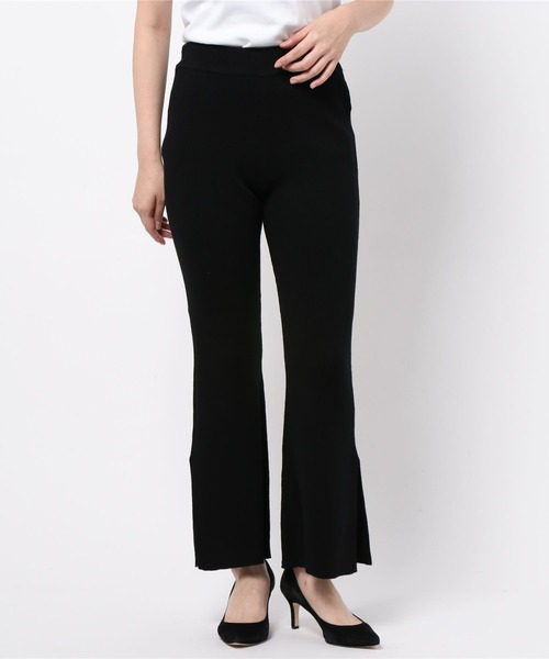 MURUA（ムルーア）の「リブフィットフレアパンツ（その他パンツ・レディース・ブラック/アイボリー/モカ・FREE）」の4枚目の写真