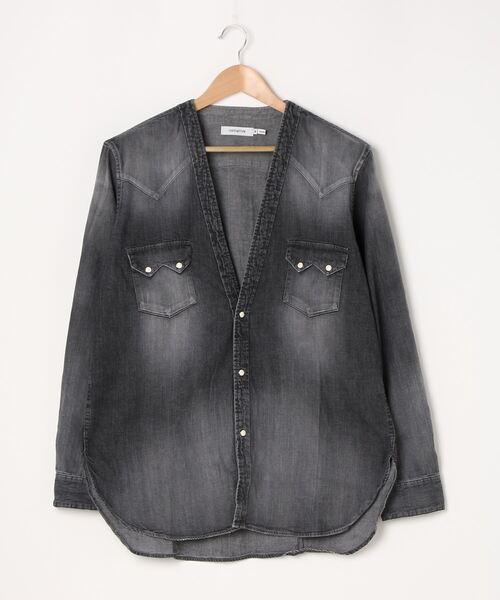 ESTNATION silvain sylvianノーカラーシャツ 青 M 美品 ESTNATION &frasl; ナイロンレギュラーカラーシャツ｜ESTNATION ONLINE STORE