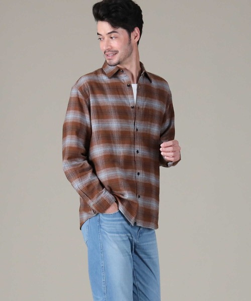 BACK NUMBER（バックナンバー）の「【BACK NUMBER】ネルレギュラーチェック（シャツ/ブラウス・メンズ・ライトブラウン/オレンジ・L/S/M/XL）」の5枚目の写真