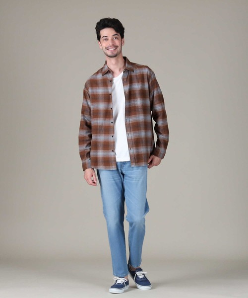 BACK NUMBER（バックナンバー）の「【BACK NUMBER】ネルレギュラーチェック（シャツ/ブラウス・メンズ・ライトブラウン/オレンジ・L/S/M/XL）」の9枚目の写真