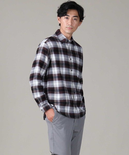 BACK NUMBER（バックナンバー）の「【BACK NUMBER】ネルレギュラーチェック（シャツ/ブラウス・メンズ・ライトブラウン/オレンジ・L/S/M/XL）」の20枚目の写真