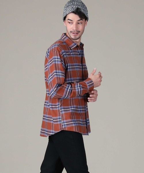 BACK NUMBER（バックナンバー）の「【BACK NUMBER】ネルレギュラーチェック（シャツ/ブラウス・メンズ・ライトブラウン/オレンジ・L/S/M/XL）」の11枚目の写真