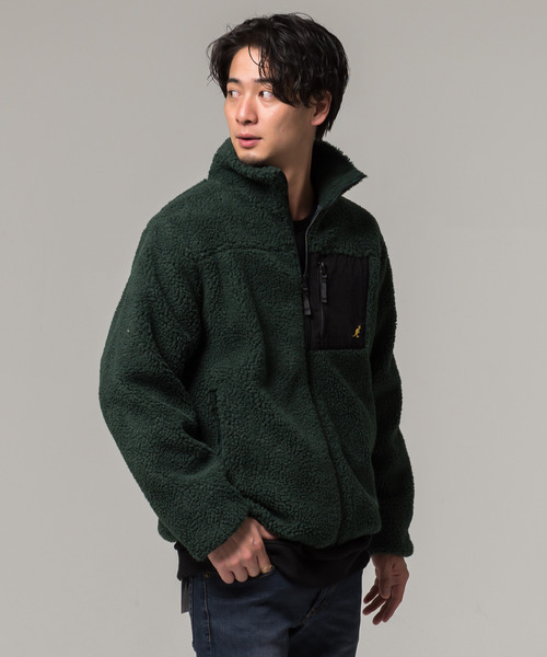 KANGOL（カンゴール）の「『KANGOL/カンゴール』ロゴ刺繍入りハイネックジップアップボアジャケット（ブルゾン・メンズ・ブラック/ダークオリーブ/ホワイト/その他/ベージュ/その他2/ベージュ系1/ホワイト系1/ブラック系1/モカ/ライトパープル/ダークグリーン系1/その他1/その他3・XL/M/L）」の10枚目の写真