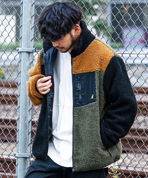 【レア@1580】カンガルーポケット カンゴール KANGOL KANGOL ロゴ刺繍入りハイネックジップアップ長袖