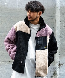 『KANGOL/カンゴール』ロゴ刺繍入りハイネックジップアップボアジャケット