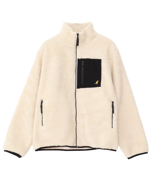 KANGOL（カンゴール）の「『KANGOL/カンゴール』ロゴ刺繍入りハイネックジップアップボアジャケット（ブルゾン・メンズ・ブラック/ダークオリーブ/ホワイト/その他/ベージュ/その他2/ベージュ系1/ホワイト系1/ブラック系1/モカ/ライトパープル/ダークグリーン系1/その他1/その他3・XL/M/L）」の15枚目の写真