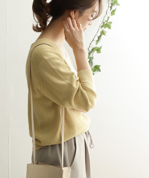 未使用　アーバンリサーチドアーズ　コットン畦編みVネックニット URBAN RESEARCH DOORS（アーバンリサーチドアーズ）の「コットン