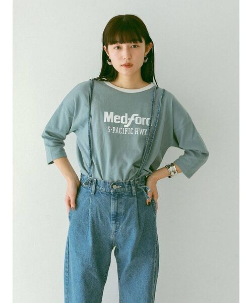 Ungrid（アングリッド）の「リンガーロゴ七分袖Tee（Tシャツ/カットソー・レディース・グレー/オフホワイト/ブルー・FREE）」の10枚目の写真