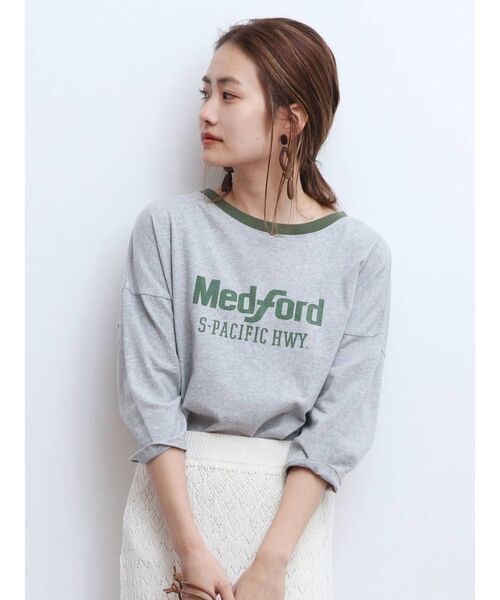 Ungrid（アングリッド）の「リンガーロゴ七分袖Tee（Tシャツ/カットソー・レディース・グレー/オフホワイト/ブルー・FREE）」の13枚目の写真