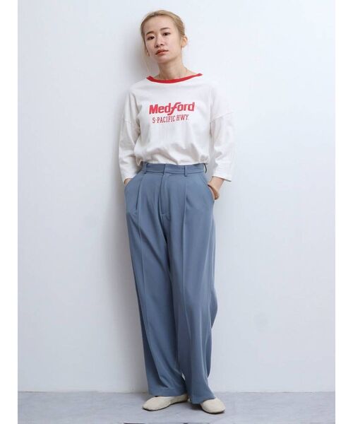 Ungrid（アングリッド）の「リンガーロゴ七分袖Tee（Tシャツ/カットソー・レディース・グレー/オフホワイト/ブルー・FREE）」の5枚目の写真