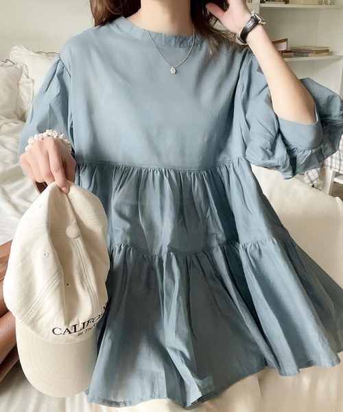 ジェラートピケ ホイップガーゼドレス 三重ガーゼワンピース グレー系