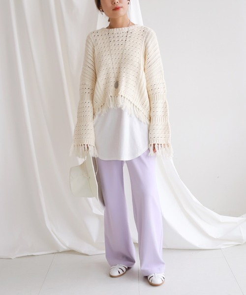 SLOBE citron.（スローブシトロン）の「SLOBE citron. ワイドフレアーカラーパンツ【手洗い可能】◆（その他パンツ・レディース・パープル/グリーン・38/36）」の16枚目の写真