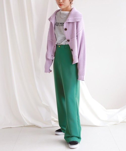 SLOBE citron.（スローブシトロン）の「SLOBE citron. ワイドフレアーカラーパンツ【手洗い可能】◆（その他パンツ・レディース・パープル/グリーン・38/36）」の14枚目の写真