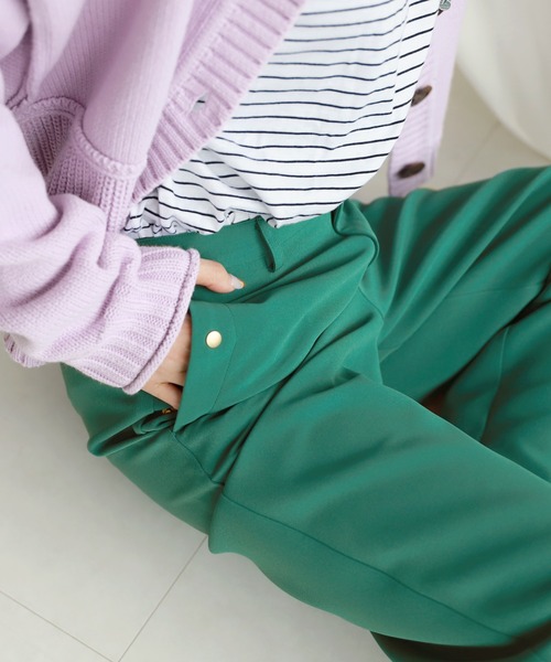 SLOBE citron.（スローブシトロン）の「SLOBE citron. ワイドフレアーカラーパンツ【手洗い可能】◆（その他パンツ・レディース・パープル/グリーン・38/36）」の22枚目の写真