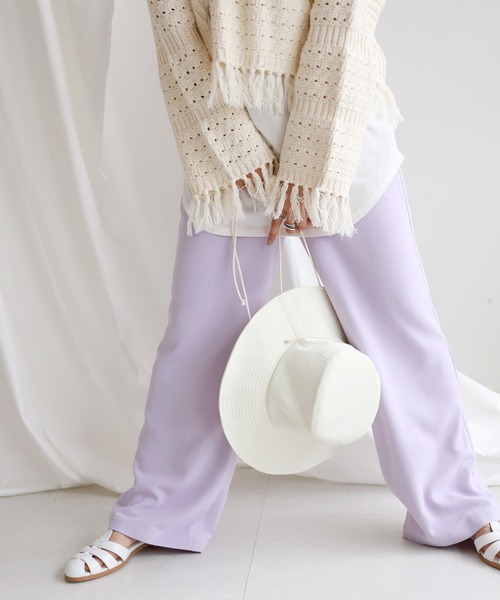 SLOBE citron.（スローブシトロン）の「SLOBE citron. ワイドフレアーカラーパンツ【手洗い可能】◆（その他パンツ・レディース・パープル/グリーン・38/36）」の19枚目の写真