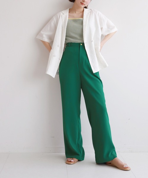 SLOBE citron.（スローブシトロン）の「SLOBE citron. ワイドフレアーカラーパンツ【手洗い可能】◆（その他パンツ・レディース・パープル/グリーン・38/36）」の10枚目の写真