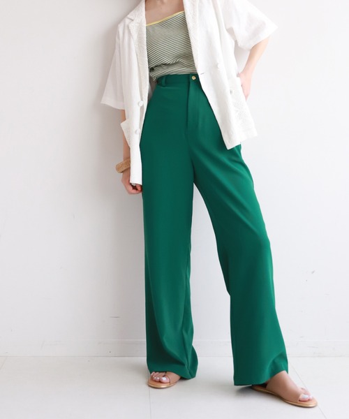 SLOBE citron.（スローブシトロン）の「SLOBE citron. ワイドフレアーカラーパンツ【手洗い可能】◆（その他パンツ・レディース・パープル/グリーン・38/36）」の9枚目の写真