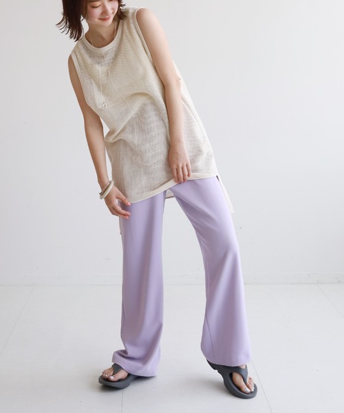 SLOBE citron.（スローブシトロン）の「SLOBE citron. ワイドフレアーカラーパンツ【手洗い可能】◆（その他パンツ・レディース・パープル/グリーン・38/36）」の6枚目の写真