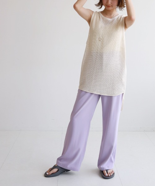 SLOBE citron.（スローブシトロン）の「SLOBE citron. ワイドフレアーカラーパンツ【手洗い可能】◆（その他パンツ・レディース・パープル/グリーン・38/36）」の7枚目の写真