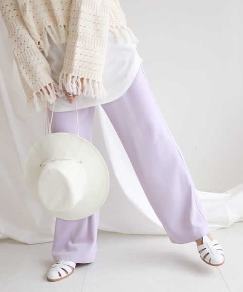 SLOBE citron.（スローブシトロン）の「SLOBE citron. ワイドフレアーカラーパンツ【手洗い可能】◆（その他パンツ・レディース・パープル/グリーン・38/36）」の4枚目の写真