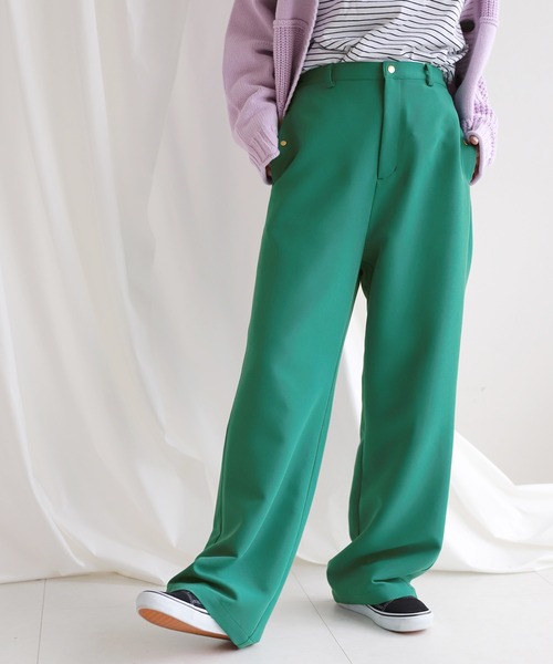 SLOBE citron.（スローブシトロン）の「SLOBE citron. ワイドフレアーカラーパンツ【手洗い可能】◆（その他パンツ・レディース・パープル/グリーン・38/36）」の3枚目の写真