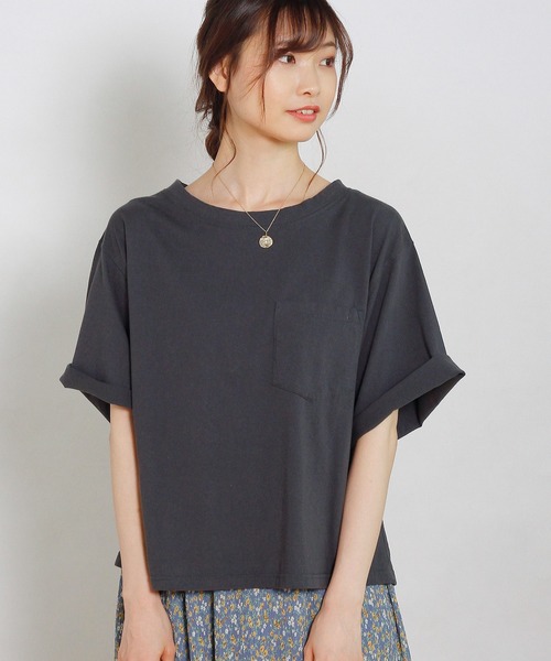 Crisp（クリスプ）の「ルーズポケットTシャツ（Tシャツ/カットソー・レディース・ベージュ/ブラック/カーキ/アイボリー・FREE）」の7枚目の写真