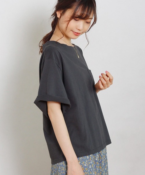 Crisp（クリスプ）の「ルーズポケットTシャツ（Tシャツ/カットソー・レディース・ベージュ/ブラック/カーキ/アイボリー・FREE）」の8枚目の写真