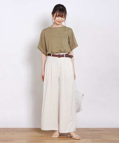 Crisp（クリスプ）の「ルーズポケットTシャツ（Tシャツ/カットソー・レディース・ベージュ/ブラック/カーキ/アイボリー・FREE）」の15枚目の写真