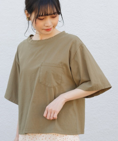 Crisp（クリスプ）の「ルーズポケットTシャツ（Tシャツ/カットソー・レディース・ベージュ/ブラック/カーキ/アイボリー・FREE）」の19枚目の写真