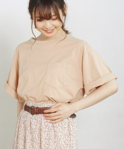 Crisp（クリスプ）の「ルーズポケットTシャツ（Tシャツ/カットソー・レディース・ベージュ/ブラック/カーキ/アイボリー・FREE）」の12枚目の写真