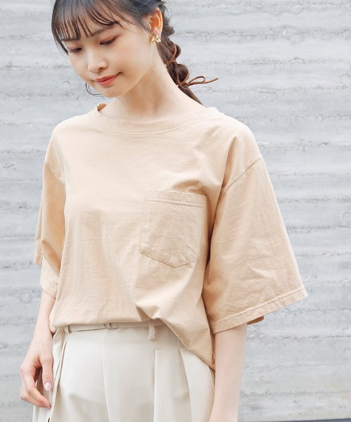 Crisp（クリスプ）の「ルーズポケットTシャツ（Tシャツ/カットソー・レディース・ベージュ/ブラック/カーキ/アイボリー・FREE）」の14枚目の写真
