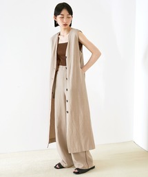 EMMA（EMMA CLOTHES） | 【EMMA】リネン混パイピングノースリーブワンピース(ワンピース)
