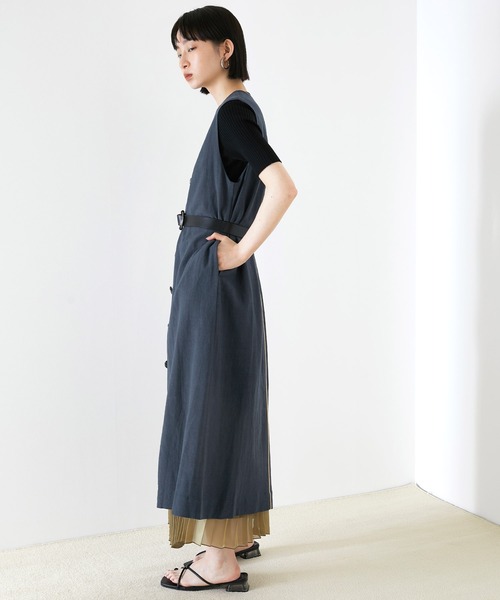 EMMA（EMMA CLOTHES）（エマ）の「【EMMA】リネン混パイピングノースリーブワンピース（ワンピース・レディース・ベージュ/ネイビー・FREE）」の15枚目の写真