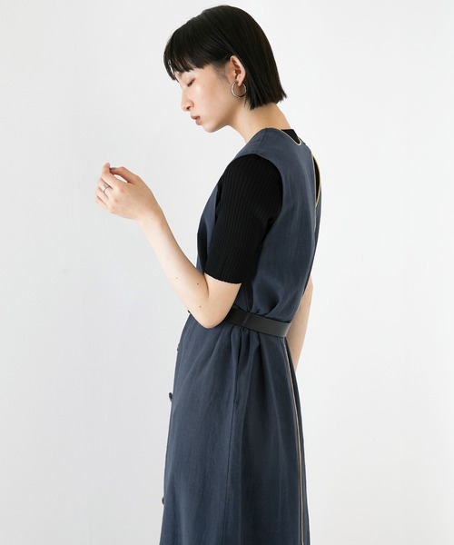 EMMA（EMMA CLOTHES）（エマ）の「【EMMA】リネン混パイピングノースリーブワンピース（ワンピース・レディース・ベージュ/ネイビー・FREE）」の22枚目の写真
