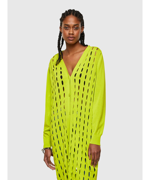 DIESEL（ディーゼル）の「レディース ニット ロングカーディガン シースルー コットン（カーディガン/ボレロ・レディース・ブラック/ライトグリーン・MEDIUM/LARGE/X-SMALL/SMALL）」の4枚目の写真