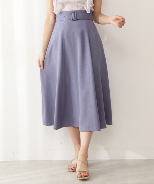 PROPORTION BODY DRESSING（プロポーションボディドレッシング）の「【堀田茜さん着用 美人百花6月号 掲載商品】《ベルト付フレアスカート / 1211120503》（スカート・レディース・ライトグリーン/オフホワイト/ブルー・MEDIUM/SMALL）」の5枚目の写真