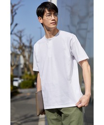 NAVY | マジかる 速乾性と抗菌防臭機能が備わったヘンリーネック半袖Tシャツ ソロテックス(R)を織り合わせた軽い素材で快適な着心地(Tシャツ/カットソー)