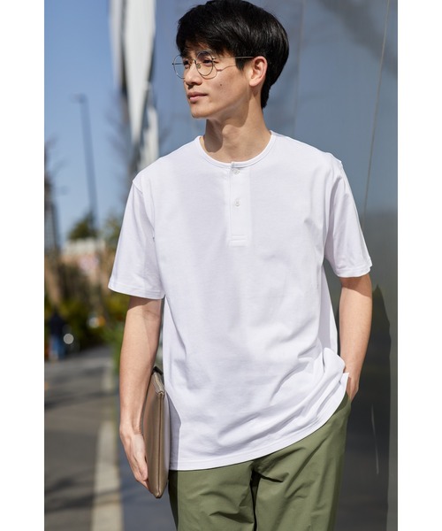 NAVY(ネイビー)の「マジかる ヘンリーネック半袖Tシャツ(Tシャツ/カットソー・メンズ・ホワイト/ベージュ/ブラック・M/L/XL)」の9枚目の写真