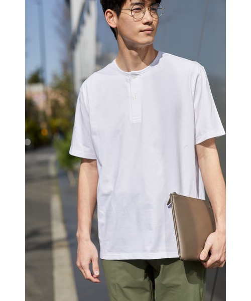 NAVY(ネイビー)の「マジかる ヘンリーネック半袖Tシャツ(Tシャツ/カットソー・メンズ・ホワイト/ベージュ/ブラック・M/L/XL)」の6枚目の写真