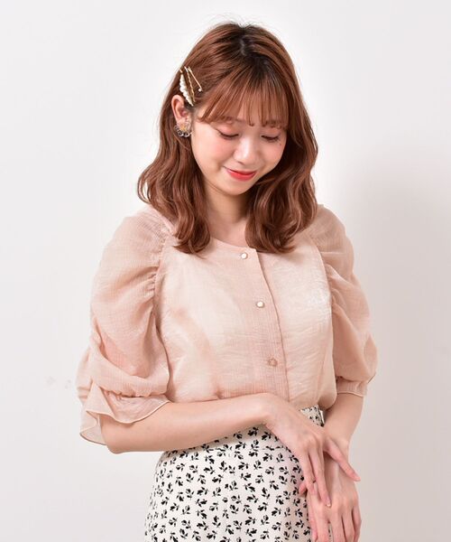 MAJESTIC LEGON（マジェスティックレゴン）の「シャーベットカラーブラウス（シャツ/ブラウス・レディース・オフホワイト/ピンク/ブラウン/ライトグリーン/ブルー・SMALL/MEDIUM）」の12枚目の写真