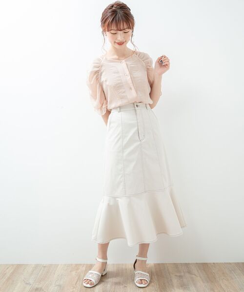 MAJESTIC LEGON（マジェスティックレゴン）の「シャーベットカラーブラウス（シャツ/ブラウス・レディース・オフホワイト/ピンク/ブラウン/ライトグリーン/ブルー・SMALL/MEDIUM）」の13枚目の写真