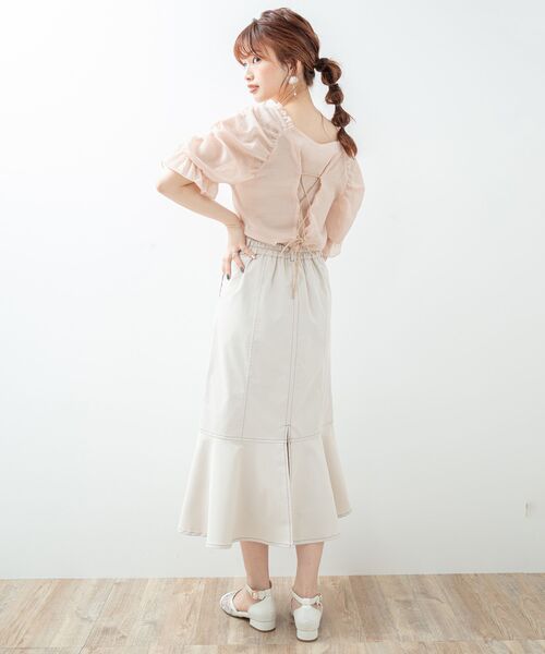 MAJESTIC LEGON（マジェスティックレゴン）の「シャーベットカラーブラウス（シャツ/ブラウス・レディース・オフホワイト/ピンク/ブラウン/ライトグリーン/ブルー・SMALL/MEDIUM）」の7枚目の写真