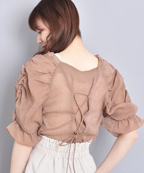 MAJESTIC LEGON（マジェスティックレゴン）の「シャーベットカラーブラウス（シャツ/ブラウス・レディース・オフホワイト/ピンク/ブラウン/ライトグリーン/ブルー・SMALL/MEDIUM）」の8枚目の写真