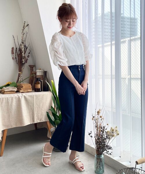 MAJESTIC LEGON（マジェスティックレゴン）の「シャーベットカラーブラウス（シャツ/ブラウス・レディース・オフホワイト/ピンク/ブラウン/ライトグリーン/ブルー・SMALL/MEDIUM）」の18枚目の写真