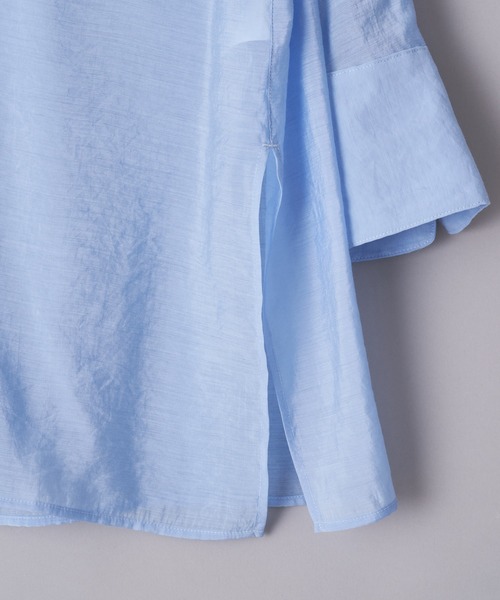 CIAOPANIC(チャオパニック)の「シアーバンドカラーシャツ(シャツ/ブラウス・レディース・グリーン/サックスブルー/イエロー・FREE)」の4枚目の写真