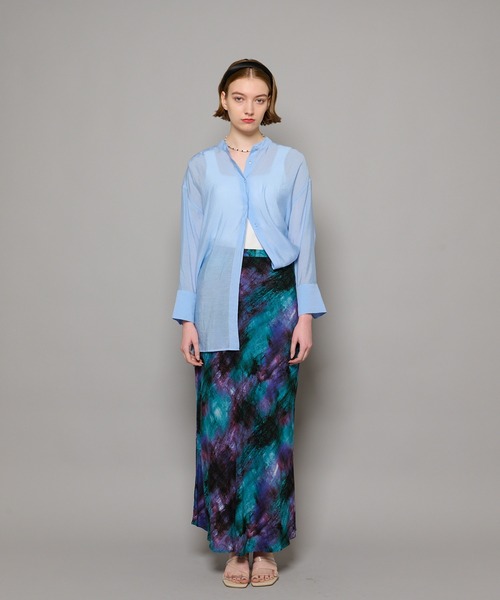 CIAOPANIC(チャオパニック)の「シアーバンドカラーシャツ(シャツ/ブラウス・レディース・グリーン/サックスブルー/イエロー・FREE)」の16枚目の写真