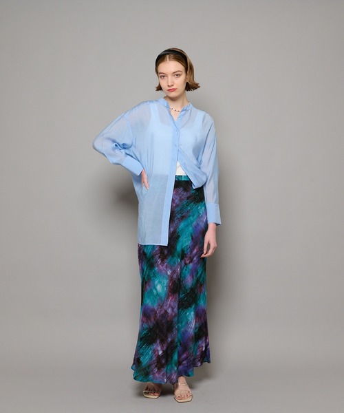 CIAOPANIC(チャオパニック)の「シアーバンドカラーシャツ(シャツ/ブラウス・レディース・グリーン/サックスブルー/イエロー・FREE)」の15枚目の写真