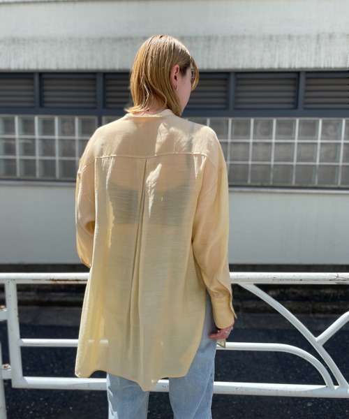 CIAOPANIC(チャオパニック)の「シアーバンドカラーシャツ(シャツ/ブラウス・レディース・グリーン/サックスブルー/イエロー・FREE)」の20枚目の写真