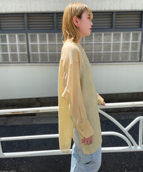 CIAOPANIC(チャオパニック)の「シアーバンドカラーシャツ(シャツ/ブラウス・レディース・グリーン/サックスブルー/イエロー・FREE)」の22枚目の写真